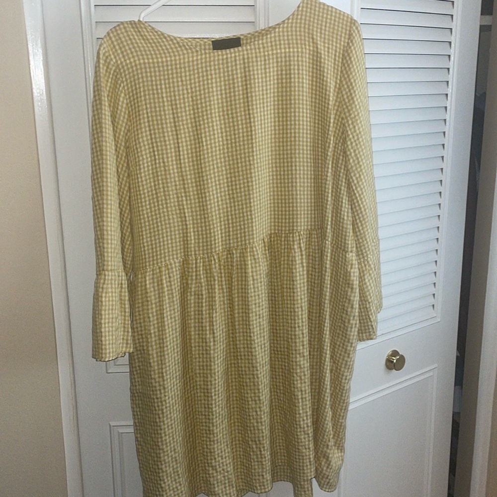 Yellow and white gingham mini dress